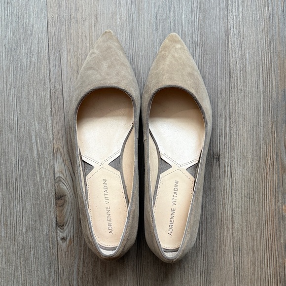 Adrienne Vittadini Shoes - Adrienne Vittadini Pointed-Toe Taupe Suede Flats